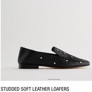 Zara soft leather gold studded loafers